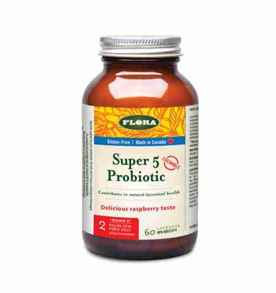 Flroa Super 5 Probiotic (2 Billion) - 60 Lozenges (Raspberry Flavour)