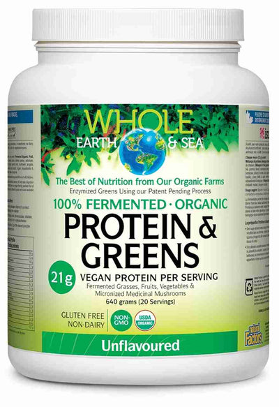 Whole Earth & Sea 100% Fermented Organic Protein & Greens: Unflavoured - 640G
