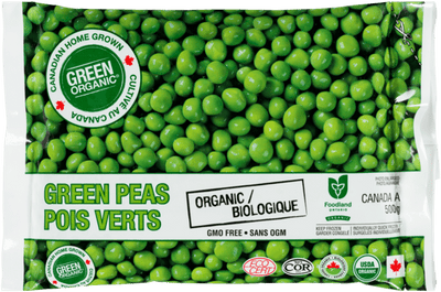 Green Organic Frozen Peas, 500G