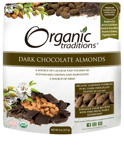 Organic Traditions Dark Chocolate Almonds - 227G