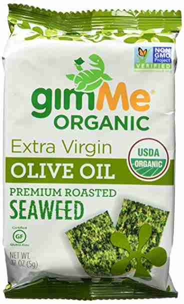 gimMe Organic Roasted Seaweed Snack, Extra Virgin Olive Oil, 5 g