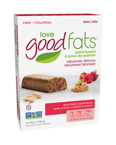 Love Good Fats Plant Based Keto Bars: Peanut Butter And Jam - 4X39g (156G)