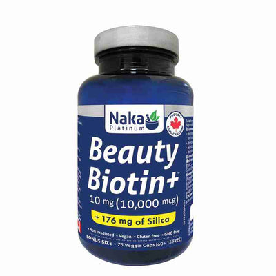 Naka Platinum Beauty Biotin + Silica, 75 Veggie Capsules