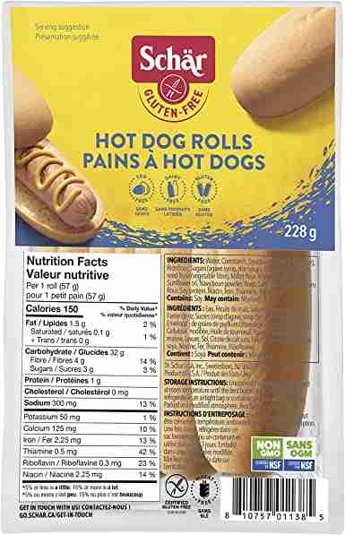 Schär Gluten-Free Hot Dog Rolls, 228 g