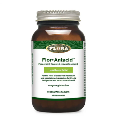 Flora Flor Antacid Peppermint Flavoured Chewable Tablets, 90 Count