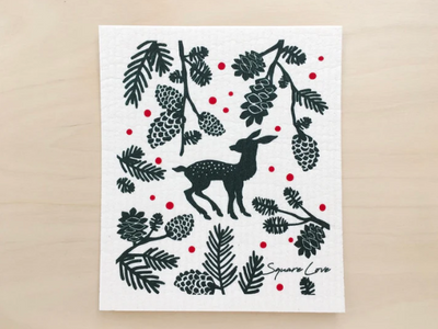 Square Love Swedish Sponge Cloths - Fawn