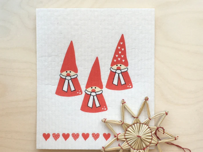 Sqaure Love Swedish Sponge Cloths - Gnomes