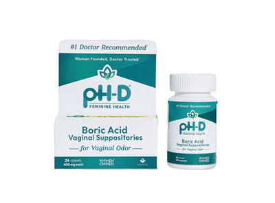 PH-D Feminine Health Boric Acid Vaginal Suppositories, 24Ct
