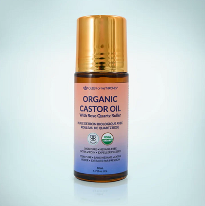 Queen Of The Thrones Organic Golden Castor Oil Cold-Pressed Rose Quartz Roll On, 50Ml