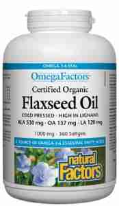 Natural Factors Certified Organic Flaxseed Oil 1000Mg 180 Softgels