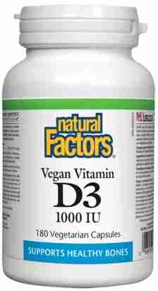 Natural Factors Vegan Vitamin D3 1000 IU 180 Veggie Caps