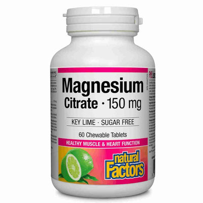 Natural Factors Magnesium Citrate 150Mg; Key Lime, 60 Tabs