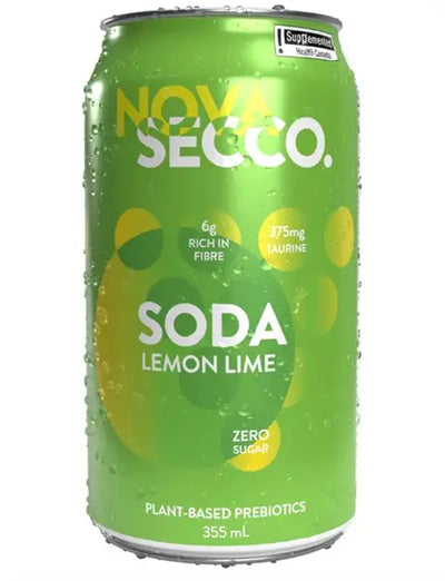Novasecco Prebiotic Soda, Lemon Lime, 355 mL