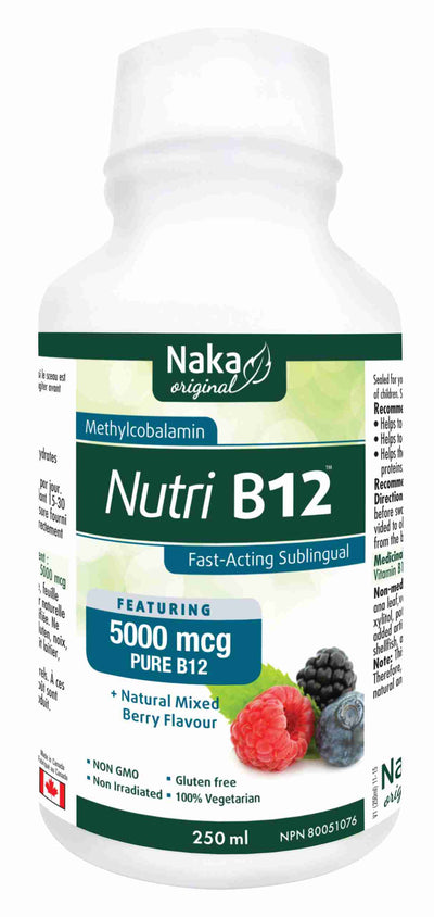 Naka Nutri B12 5000 mcg Liquid, Berry Flavour, 250 mL