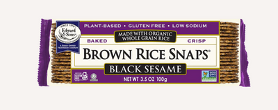 Edward & Sons Organic Baked Brown Rice Snaps Black Sesame, 100G