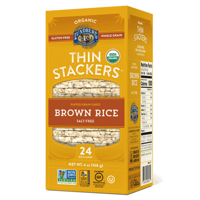 Lundberg - Organic Thin Stackers: Brown Rice Salt Free,168G