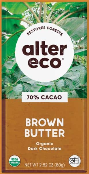 Alter Eco Organic Brown Butter 70% Cacao Dark Chocolate, 80 g