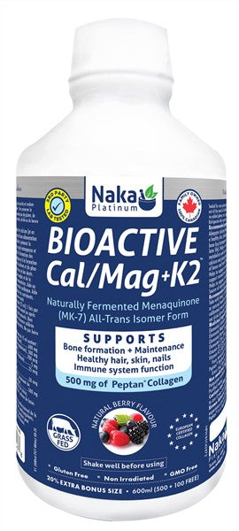 Naka Bioactive Cal/Mag + K2 Natural Berry Flavour, 600Ml