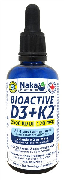 Naka Bioactive D3 2500 IU + K2 120 mcg Drops, Unflavoured, 50 mL
