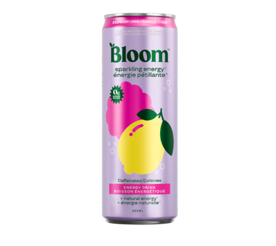 Bloom Sparkling Energy Drink, Raspberry Lemon, 355 mL