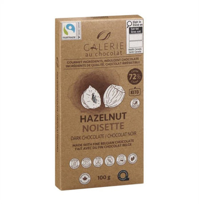 Galerie Fair Trade 72% Dark Chocolate Hazelnut Bar, 100 g