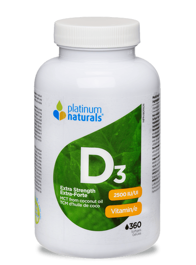 Platinum Naturals Vitamin D3 2500 IU Extra Strength, 360 Softgels