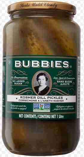 Bubbies Of San Francisco Kosher Dill Pickles, 1L