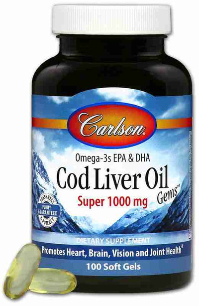 Carlson Norwegian Cod Liver Oil 1000Mg 100 Softgels
