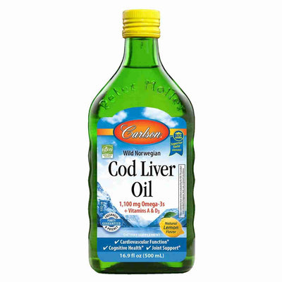 Carlson Norwegian Cod Liver Oil EPA & DHA & Vitamin D Lemon Flavour 500Ml