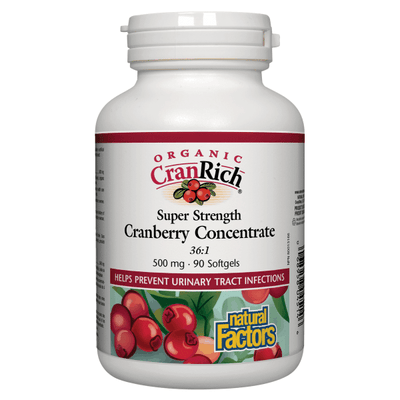 Natural Factors Organic Cranrich® Super Strength Cranberry Concentrate 500Mg 90 Softgels