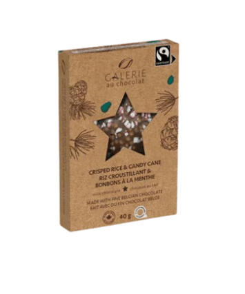 Galerie Fair Trade Mini Bark Bar, Milk Chocolate Crisped Rice and Candy Cane, 40 g