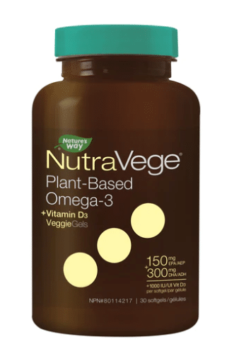 Nature's Way Nutravege Plant-Based Omega-3 + D3, 30 Liquid Gels