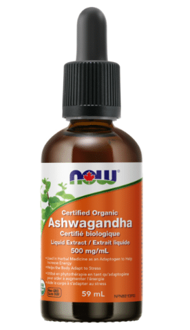 NOW - Certified Organic Ashwagandha Liquid Extract 500Mg, 59Ml