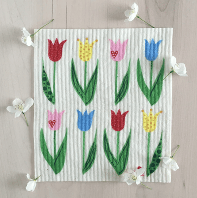 Square Love Swedish Sponge Cloths - Tulips