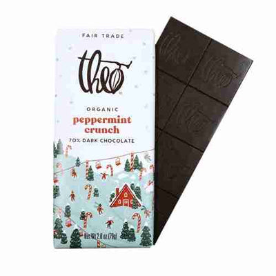 Theo Chocolate Peppermint Crunch 70% Dark Chocolate, 79G