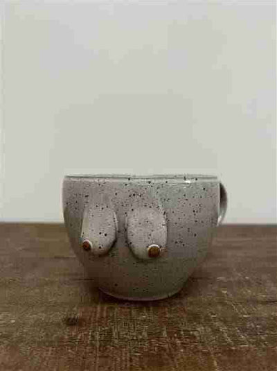 The Bitter Blonde Pottery Basic Boob Mug, White Speckle