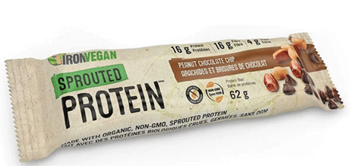 Iron Vegan Sprouted Protien Bar: Peanut Chocolate Chip, 62G