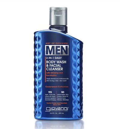 Giovanni Men's 2-In-1 Body Wash & Facial With Ginseng & Eucalyptus, 499Ml