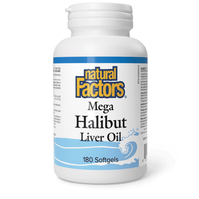 Natural Factors Mega Halibut Liver Oil, 180 Softgels