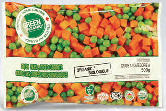 Green Organic Diced Carrots and Peas, 500 g