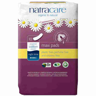 Natracare Organic Cotton Maxi Pads - 10 Night Time