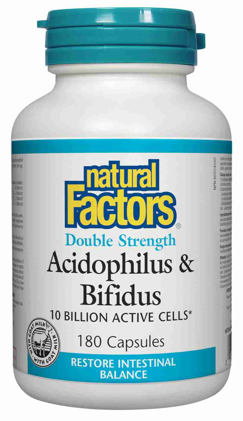 Natural Factors Double Strength Acidophilus & Bifidus 180 Capsules