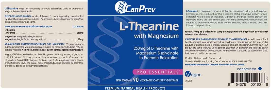 CanPrev L-Theanine with Magnesium 90 Capsules