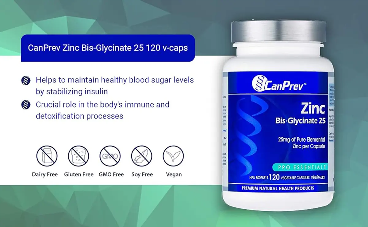 CanPrev Zinc Bis-Glycinate 25 120 Capsules