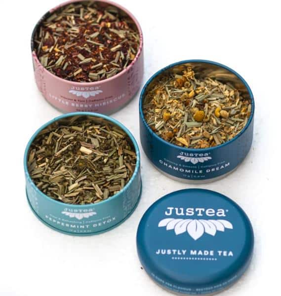 JusTea Loose Leaf Herbal Tea Trio Tin