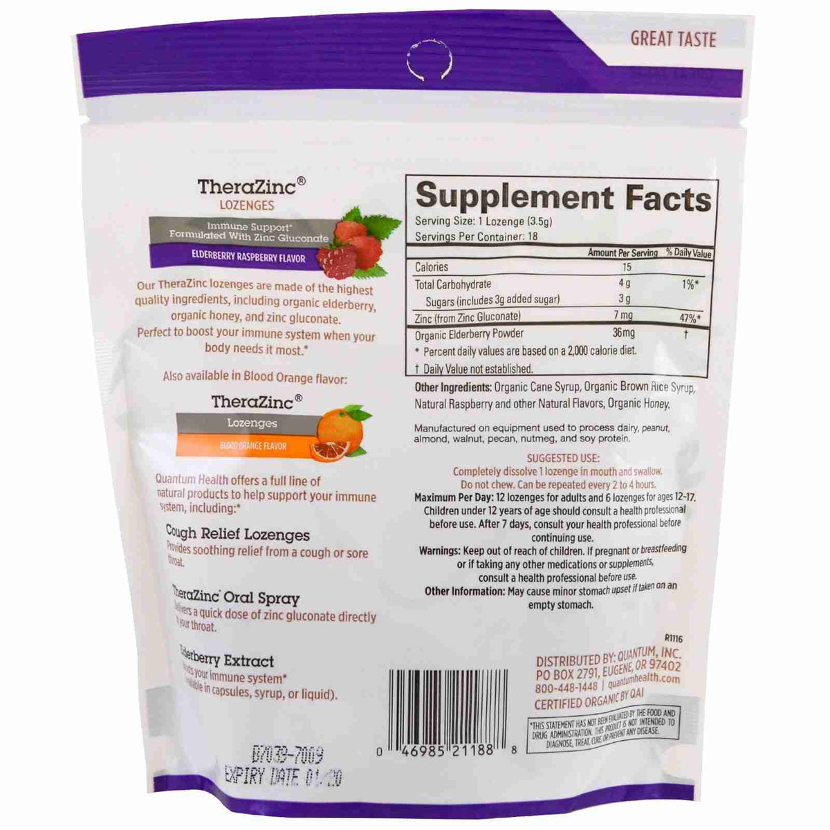 Quantum - Therazinc Elderberry 18 Loz
