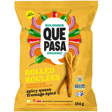 Que Pasa Organic Spicy Queso Rolled Tortilla Chips, 184 g