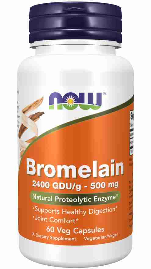 NOW Bromelain 500 mg, 60 Veg Capsules