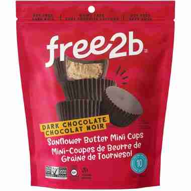 Free2b, Dark Chocolate Sunflower Butter Mini Cups, 119G