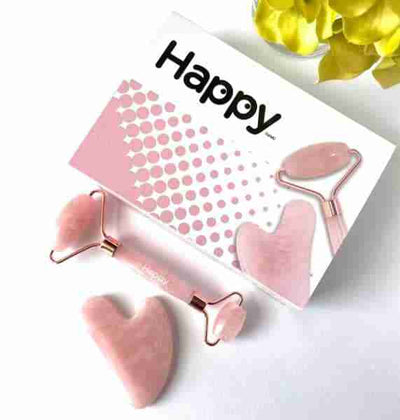 Happy - Facial Roller & Gua Sha Kit Rose Quartz